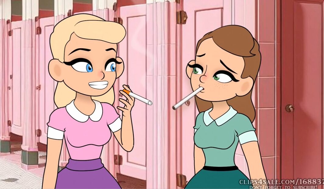 Girls Teaching Friend How to Smoke – Smoking Fetish Cartoon