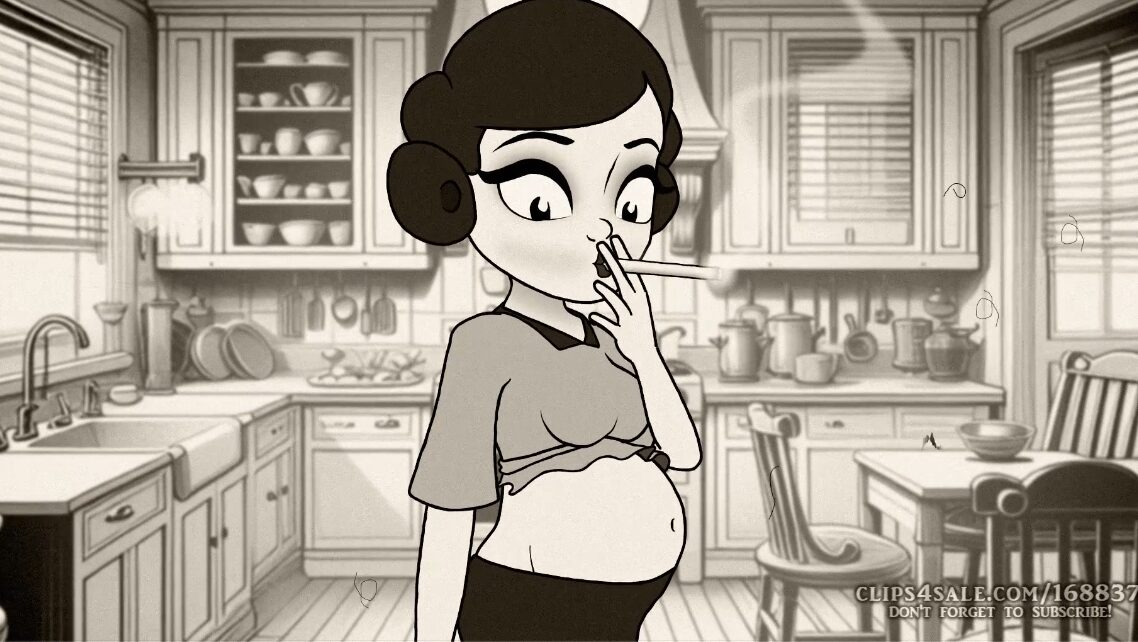 Pregnant Smoking Bouncing Belly With Cigarette – Smoking Fetish Cartoon